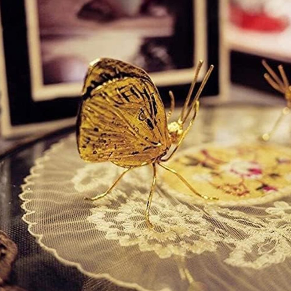 Gold Butterfly Sculpture Brass Animal Figurine